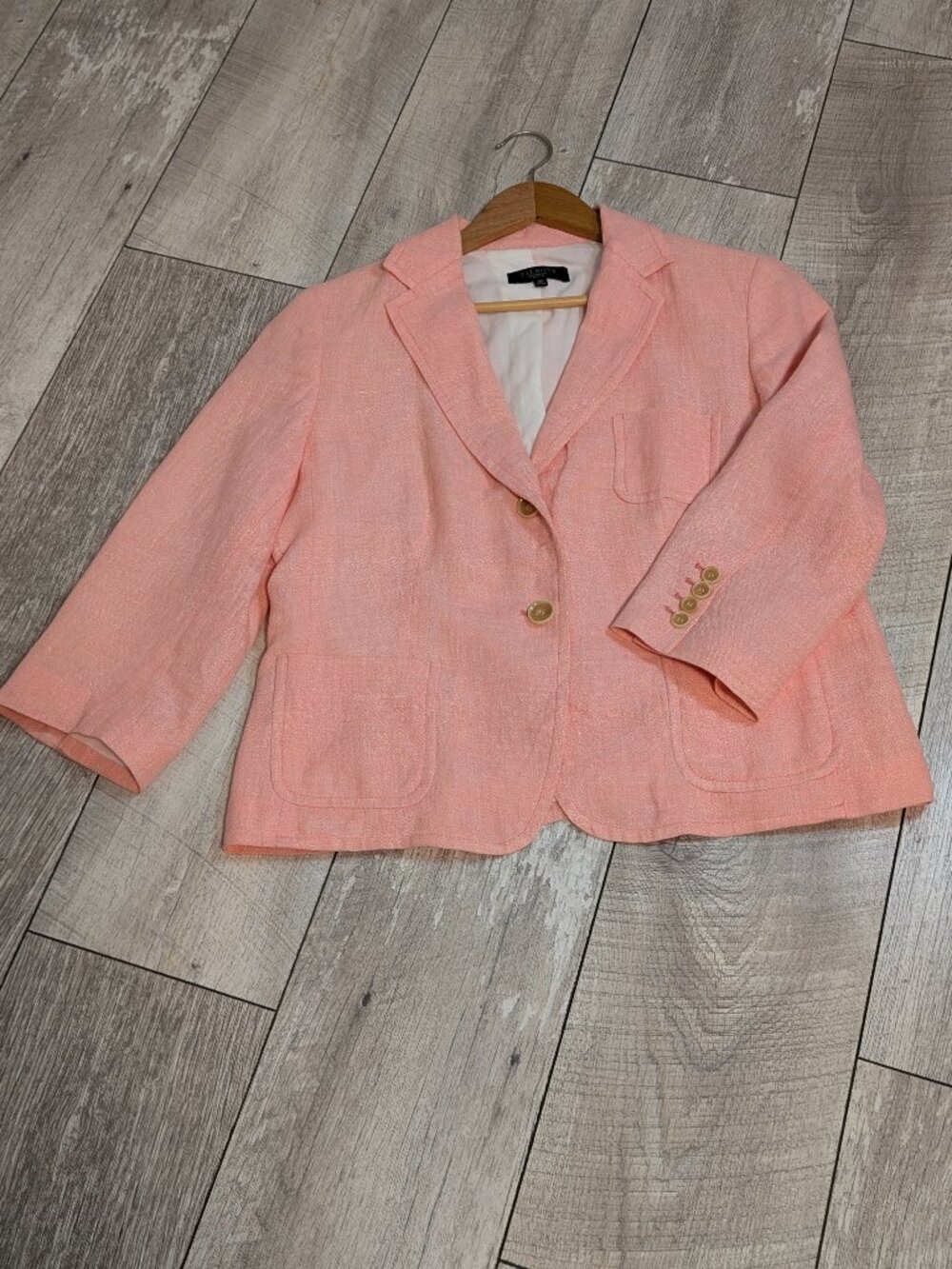 *SALE* Talbots Grace Linen Blend 3/4 Sleeve Blazer Soft Salmon 14P Quiet Luxury - Picture 10 of 16